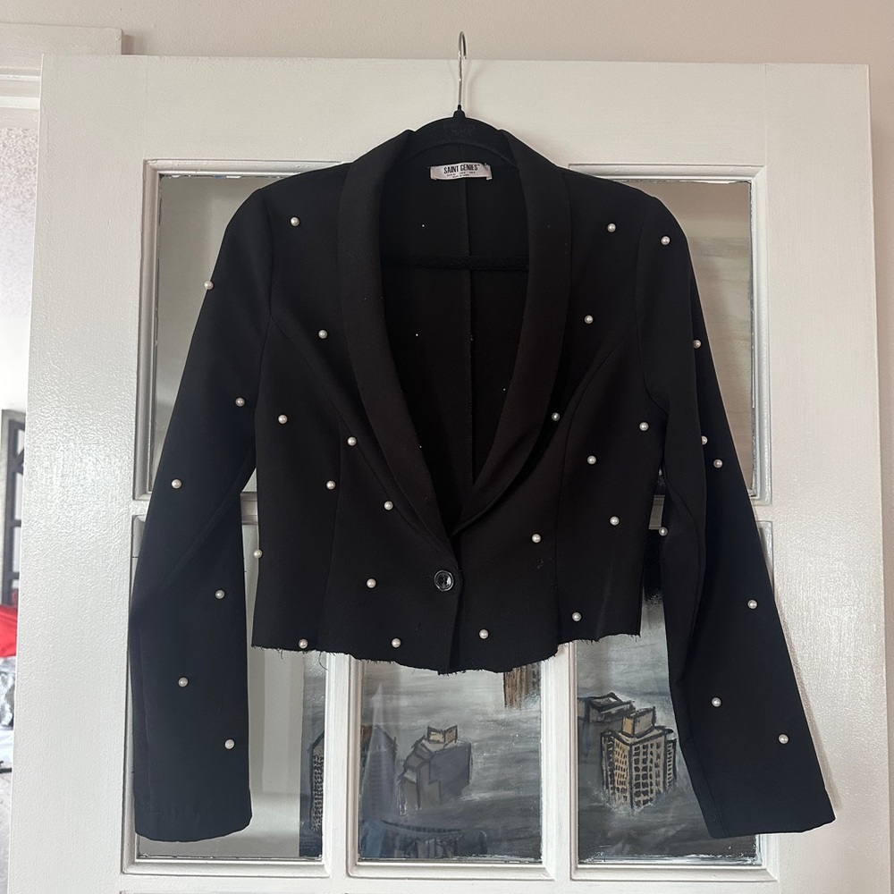 Black Pearl-Embellished Women's Jacket